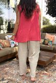 Sicily Pure Cotton Button Tiered Tank Top Raspberry /17 =