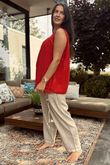 Sicily Pure Cotton Lace Vest Top Cherry /10 =