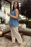 Sicily Pure Cotton Lace Vest Top Light Denim /9 =