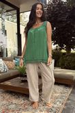 Sicily Pure Cotton Lace Vest Top Plant /20 =