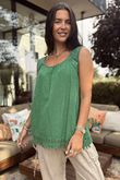 Sicily Pure Cotton Lace Vest Top Plant /20 =