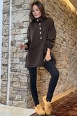 Soft Tech Jersey Funnel Neck Sweatshirt Chocolate