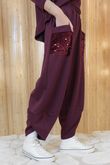 Soft Tech Sequin Pocket Shelby Pant Burgundy /12=