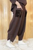 Soft Tech Sequin Pocket Shelby Pant Chocolate /9=
