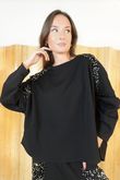 Soft Tech Sequin Scoop Top Black Silver /11=