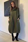 Sola Smart Tech Cowl Cocoon Dress Khaki 