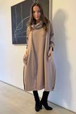 Sola Smart Tech Cowl Cocoon Dress Mocha 