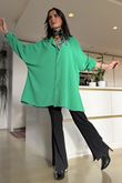 Stella Micro Stud Oversized Shirt Emerald