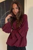 Stella Micro Stud Ruffle Blouse Damson