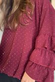 Stella Micro Stud Ruffle Blouse Damson