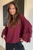 Stella Micro Stud Ruffle Blouse Damson