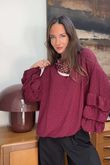 Stella Micro Stud Ruffle Blouse Damson