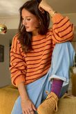 Kondi Stripe Knit Orange Burgundy