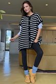 Hoxton Stripe Gilet Black White