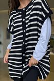 Hoxton Stripe Gilet Black White