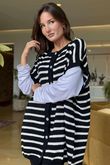 Hoxton Stripe Gilet Black White