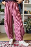 Sunday Morning 7/8 Barrel Pant Burgundy & Rose