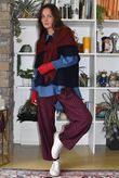 Sunday Morning 7/8 Barrel Pant Navy & Burgundy