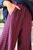 Sunday Morning 7/8 Barrel Pant Navy & Burgundy