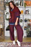 Sunday Morning 7/8 Barrel Pant Navy & Burgundy