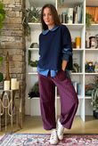 Sunday Morning 7/8 Barrel Pant Navy & Burgundy