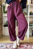 Sunday Morning 7/8 Barrel Pant Navy & Burgundy