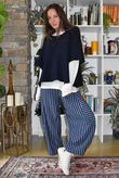 Sunday Morning 7/8 Barrel Pant Navy & Denim