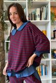 Sunday Morning Relaxed Sweatshirt Navy & Burgundy