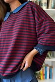 Sunday Morning Relaxed Sweatshirt Navy & Burgundy