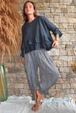 Sundaze Cheesecloth Chalk Stripe Bloomer Pant Charcoal