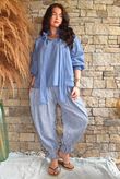 Sundaze Cheesecloth Chalk Stripe Bloomer Pant Denim