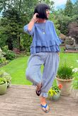 Sundaze Cheesecloth Chalk Stripe Bloomer Pant Denim