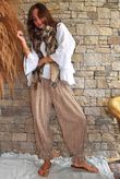 Sundaze Cheesecloth Chalk Stripe Bloomer Pant Hazelnut