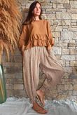 Sundaze Cheesecloth Chalk Stripe Bloomer Pant Hazelnut