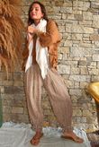 Sundaze Cheesecloth Chalk Stripe Bloomer Pant Hazelnut