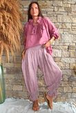Sundaze Cheesecloth Chalk Stripe Bloomer Pant Indian Pink