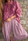 Sundaze Cheesecloth Chalk Stripe Bloomer Pant Indian Pink