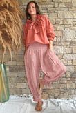 Sundaze Cheesecloth Chalk Stripe Bloomer Pant Indian Red