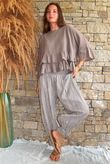 Sundaze Cheesecloth Chalk Stripe Bloomer Pant Mocha