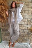Sundaze Cheesecloth Chalk Stripe Bloomer Pant Mocha