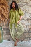 Sundaze Cheesecloth Chalk Stripe Bloomer Pant Olive