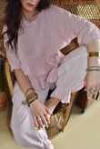 Sundaze Cheesecloth Chalk Stripe Bloomer Pant Rose