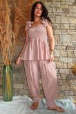 Sundaze Cheesecloth Chalk Stripe Bloomer Pant Soft Terracotta