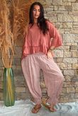 Sundaze Cheesecloth Chalk Stripe Bloomer Pant Soft Terracotta