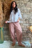 Sundaze Cheesecloth Chalk Stripe Bloomer Pant Soft Terracotta