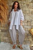 Sundaze Cheesecloth Chalk Stripe Bloomer Pant White