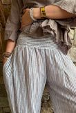 Sundaze Cheesecloth Chalk Stripe Bloomer Pant White