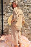 Sundaze Cheesecloth Chalk Stripe Boyfriend Shirt Hazelnut
