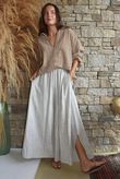 Sundaze Cheesecloth Chalk Stripe Boyfriend Shirt Hazelnut