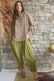 Sundaze Cheesecloth Chalk Stripe Boyfriend Shirt Hazelnut